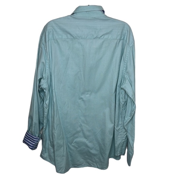 Robert Graham Teal Blue Striped Contrast Button Up Shirt Sz L - Picture 6 of 6